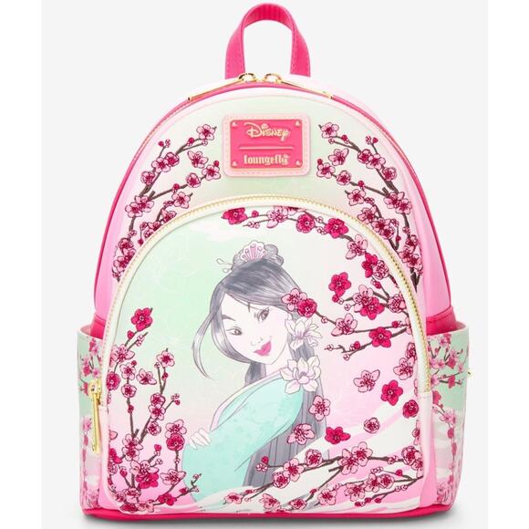 disney mulan mini backpack Loungefly Stained Glass Double Strap Bag Exclusive she disguises herself as a man and joins the army in his place Loungefly Disney Mulan 25th Anniversary